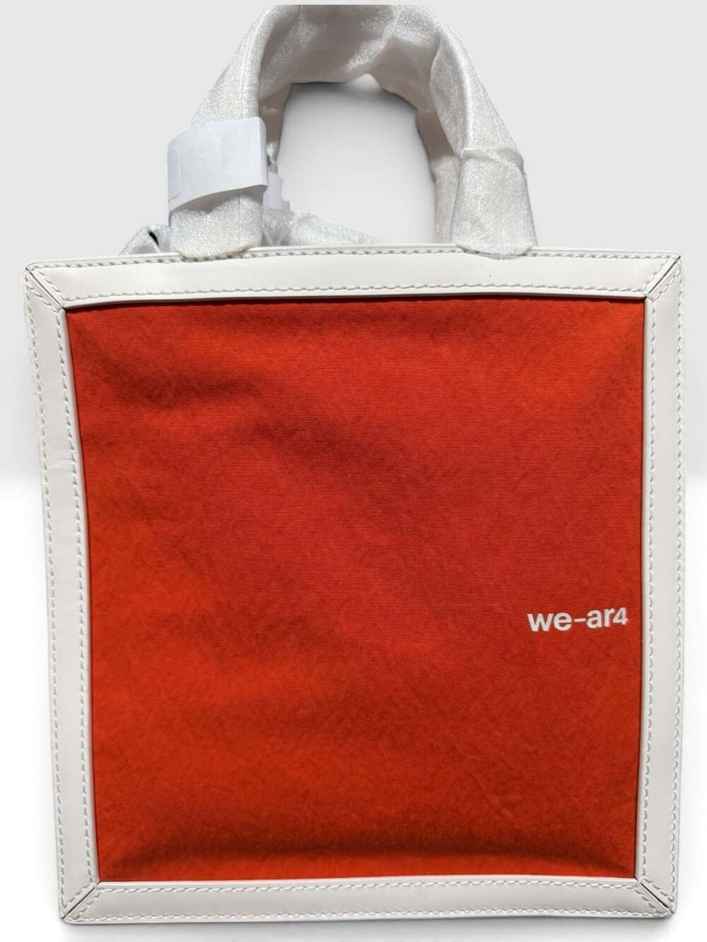 WE-AR4 The Notebook Tote Orange White Top Handle Crossbody Bag NWT $295